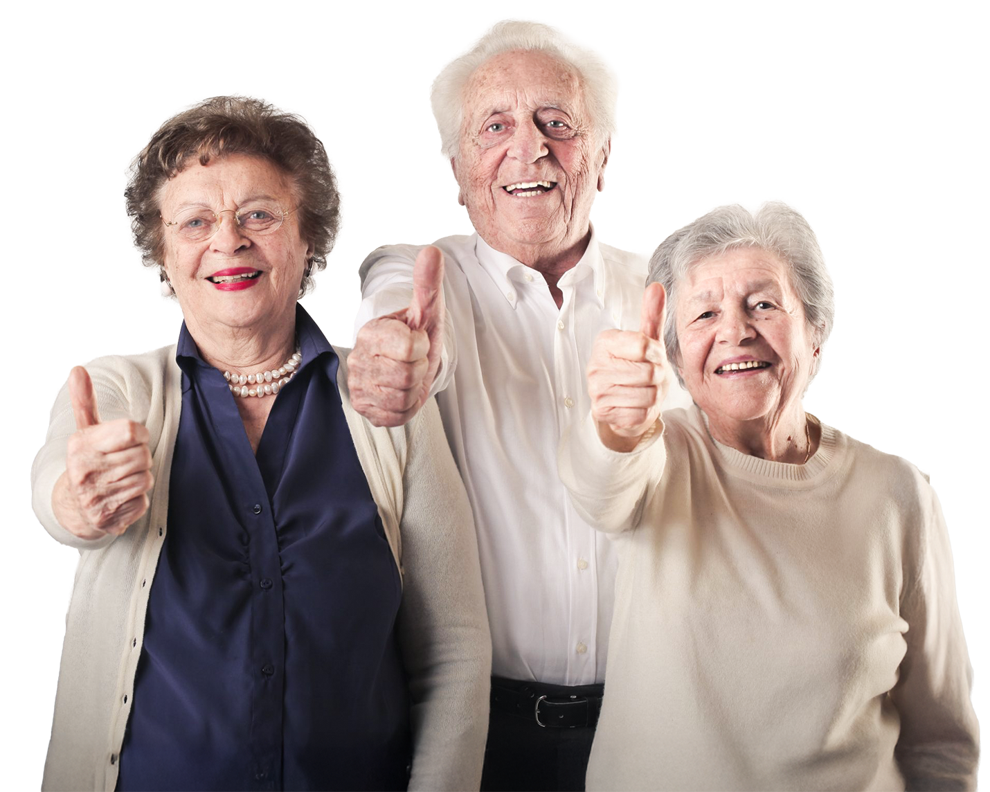 Quatre personnes âgées souriantes